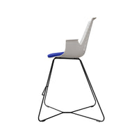 LDR VISIT High Chair, For Vendor and Hot Desks, Steel legs, Modled ABS seat, backrest and armrests with plush fabric convering,Blue - Image 3