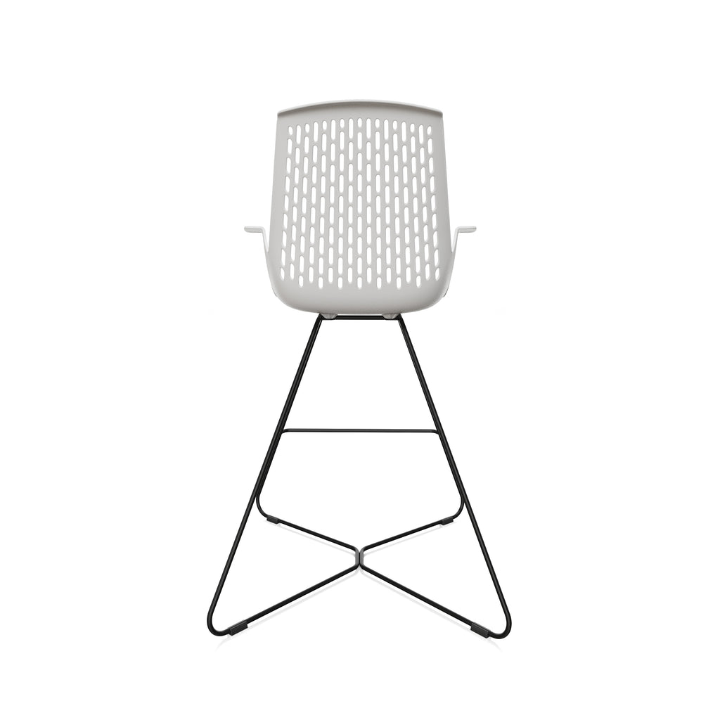 LDR VISIT High Chair, For Vendor and Hot Desks, Steel legs, Modled ABS seat, backrest and armrests with plush fabric convering,Blue - Image 4