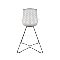 LDR VISIT High Chair, For Vendor and Hot Desks, Steel legs, Modled ABS seat, backrest and armrests with plush fabric convering,Blue - Image 4