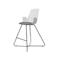 LDR VISIT High Chair, For Vendor and Hot Desks, Steel legs, Modled ABS seat, backrest and armrests with plush fabric convering,Grey - Image 1