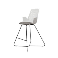 LDR VISIT High Chair, For Vendor and Hot Desks, Steel legs, Modled ABS seat, backrest and armrests with plush fabric convering,Grey - Image 1