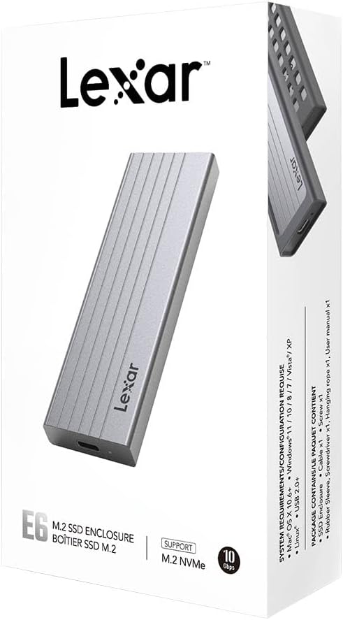 Lexar E6 M.2 SSD Enclosure, Supports M.2 NVMe SSD USB 3.2 Gen 2 high-speed interface with data transfer rates up to 10Gbps - Image 4