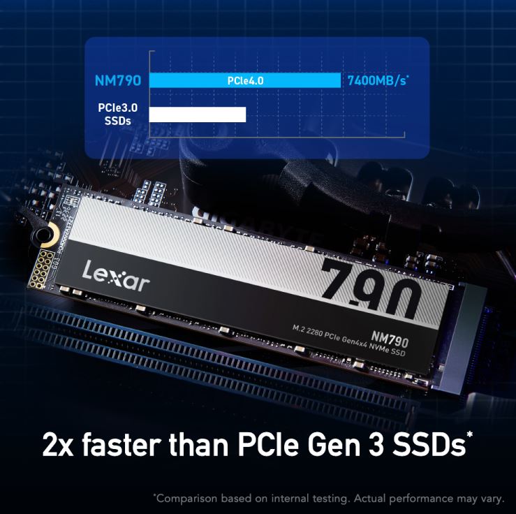 Lexar LNM790X001T-RNNNG Internal SSD 1TB M.2 2280 PCIe Gen 4x4 NVMe SSD up to 7400MB/s read, 6500MB/s write - Image 3