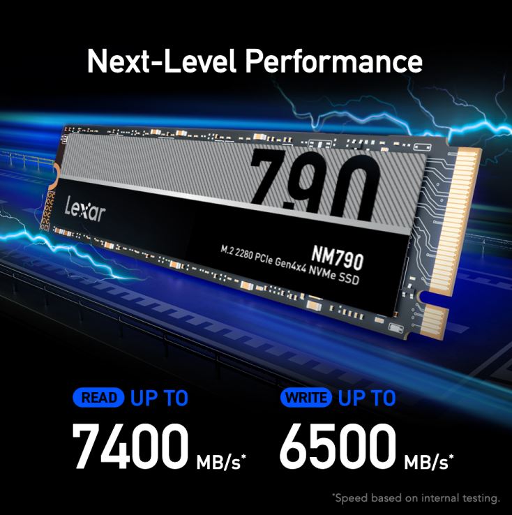 Lexar LNM790X008T-RNNNG Internal SSD 8TB M.2 2280 PCIe Gen 4x4 NVMe SSD up to 7400MB/s read, 6500MB/s write - Image 2