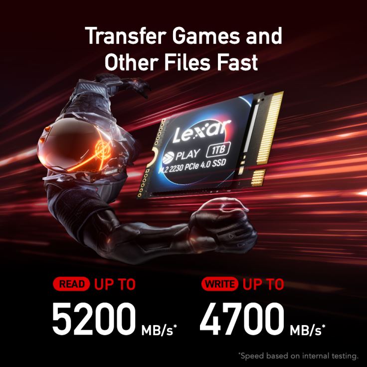 Lexar LNMPLAY001T-RNNNG Internal SSD Play 1TB M.2 2230 PCIe Gen 4x4 NVMe SSD up to 5200MB/s read, 4700MB/s write - 5 year limited warranty - Image 3