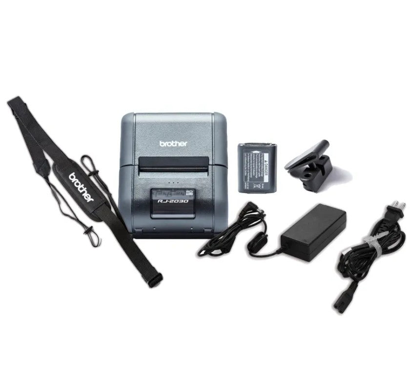 Brother RJ-2030 2" MOBILE RECEIPT PRINTER, USB & BT LI-ION BATTERY & BELT CLIP, Shoulder Strap (PA-SS-4000), AC Adaptor (PA-AD-600A), Receip Roll - Image 1