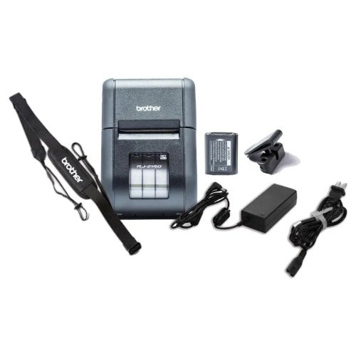 Brother RJ-2140 2" MOBILE LABEL PRINTER, USB & WiFi INCLUDING LI-ION BATTERY & BELT CLIP, Shoulder Strap, AC Adaptor + Receipt Roll - Image 1