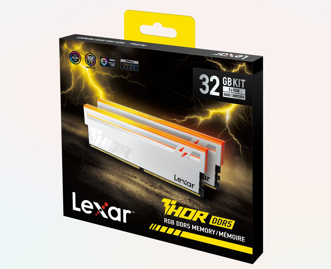Lexar LD5U16G60C38SV-RGD DDR5 UDIMM 32GB Kit (2  x 16GB) 6000 MT/s 1.35V CL38 THOR RGB G2 SILVER GLOBAL DUAL INTEL XMP 3.0 & AMD EXPO - Image 1