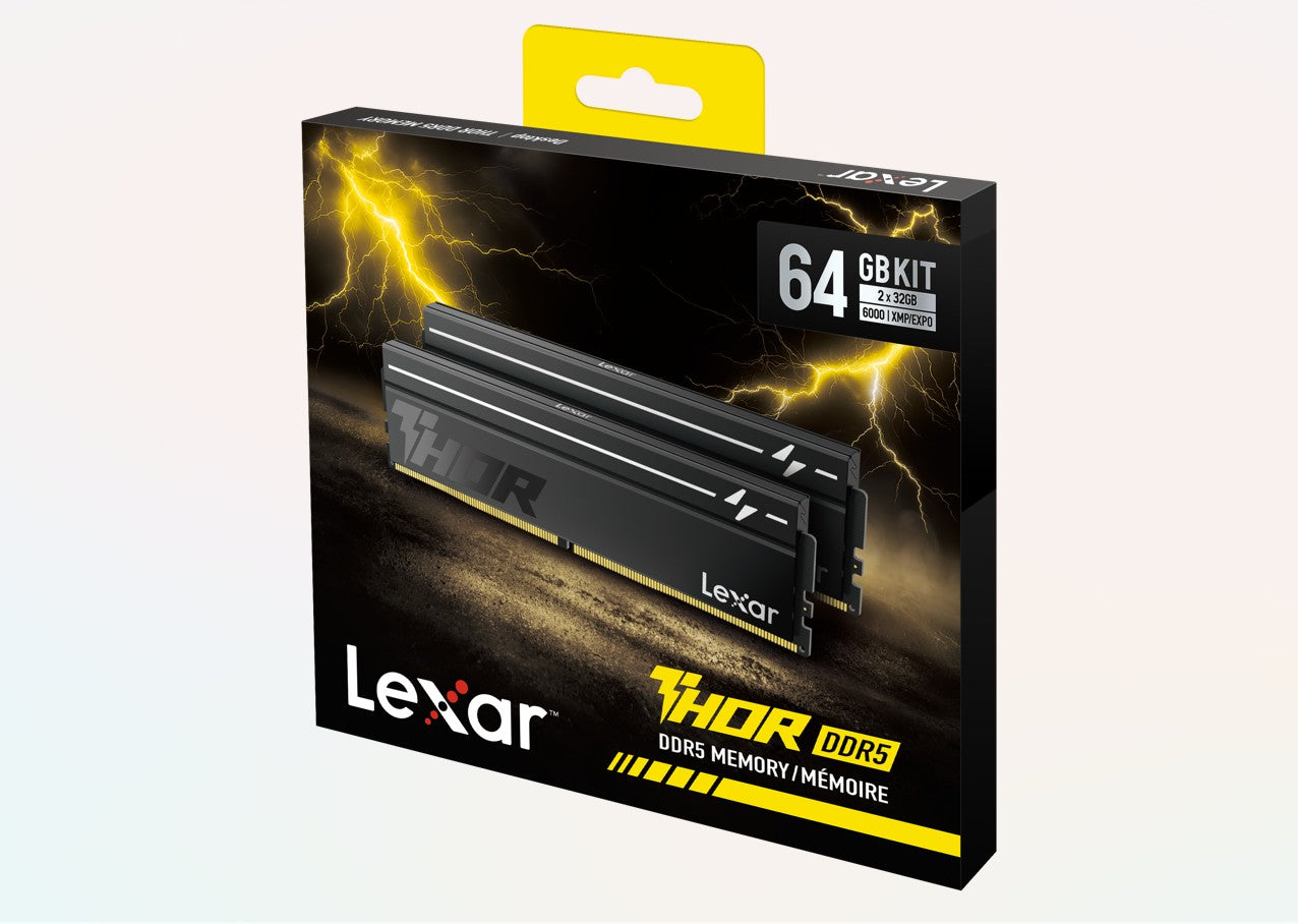 Lexar LD5U32G60C400V-RGD DDR5 UDIMM 64GB Kit (2 x 32GB) 6000 MT/s 1.35V CL40 THOR RGB G2 HEATSINK BLACK GLOBAL INTEL XMP 3.0 & AMD EXPO - Image 1