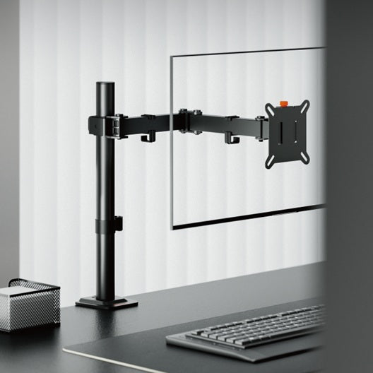 Brateck Flow Basic Articulating Monitor Arm Black, 17–32", VESA 75x75/100x100, Clamp/Grommet Mount, ±90° Swivel, Height Adjustable, Quick-Release VESA - Image 2