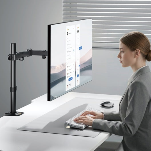 Brateck Flow Basic Articulating Monitor Arm Black, 17–32", VESA 75x75/100x100, Clamp/Grommet Mount, ±90° Swivel, Height Adjustable, Quick-Release VESA - Image 3