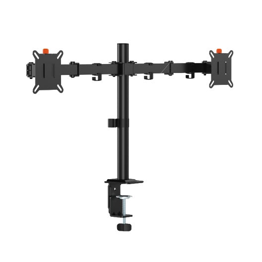Brateck Flow Basic Articulating Dual-Screen Monitor Arm - Black, 17-32", 75x75/100x100, Clamp/Grommet Mount, Height Adjustable, Quick-Release VESA - Image 1