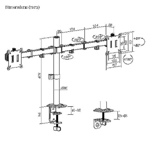 Brateck Flow Basic Articulating Dual-Screen Monitor Arm - Black, 17-32", 75x75/100x100, Clamp/Grommet Mount, Height Adjustable, Quick-Release VESA - Image 2