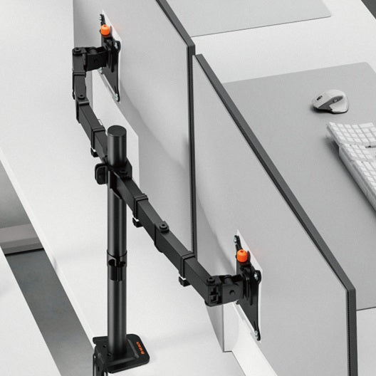 Brateck Flow Basic Articulating Dual-Screen Monitor Arm - Black, 17-32", 75x75/100x100, Clamp/Grommet Mount, Height Adjustable, Quick-Release VESA - Image 3