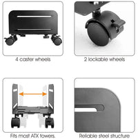 Brateck Mobile ATX Case Stand, For most ATX cases, up to 10kg, 119-209mm (LS) - Image 4
