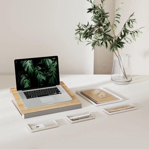 Brateck 2-in-1 Desktop Storage Box,  402x346x36mm, Weight Capacity:  5kg, Removeable Tray: organizes and stores small items (LS) - Image 3