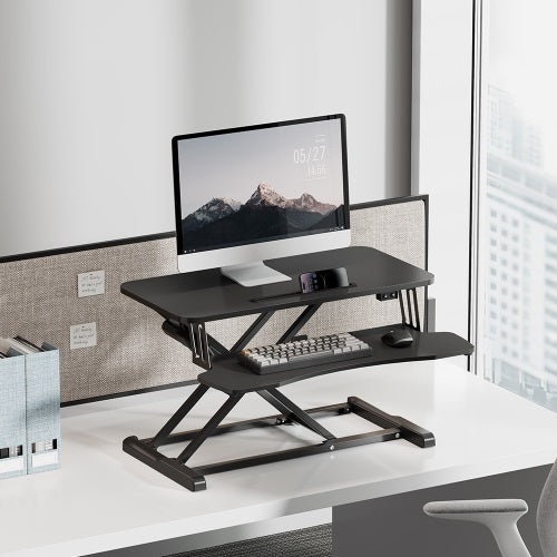 Brateck COST-EFFECTIVE ELECTRIC X-LIFT DESK CONVERTER 615x800x156~480mm up to 20kg, Black, Worksurface Size(LxW): 800x400mm - Image 2