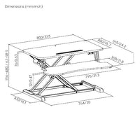 Brateck COST-EFFECTIVE ELECTRIC X-LIFT DESK CONVERTER 615x800x156~480mm up to 20kg, Black, Worksurface Size(LxW): 800x400mm - Image 4