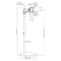 Brateck Mobile Spring assisted Display Floor Stand Fit Most 17"-35" Monitor Up to 10kg per screen VESA 75x75/100x100 Black colour (LS) - Image 2