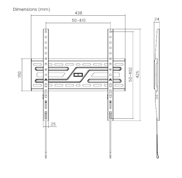 Brateck KL38-44F Large-Screen Compact Fixed TV Wall Mount Fit Screen Size: 32"-75" Up to  75kg, Fit Curved TV, 24x438x425mm (LS) - Image 3