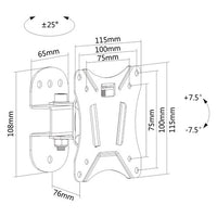 Brateck LCD Economy Pivot TV Wall Mount Bracket VESA 75 x75mm/100 x100mm 13"-27" LCD Panel Up to 25kg - Image 2