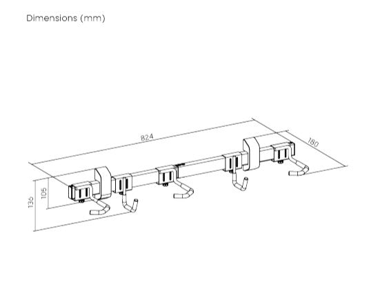 Brateck LBM09-03 Catch-All Wall Mounted Bike Rack For 3 Bikes (Black) (LS) - Image 4