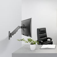 Brateck Single Screen Wall Mounted Gas Spring Monitor Arm,17"-32",Weight Capacity (per screen) 8kg; Matte Black - Image 2