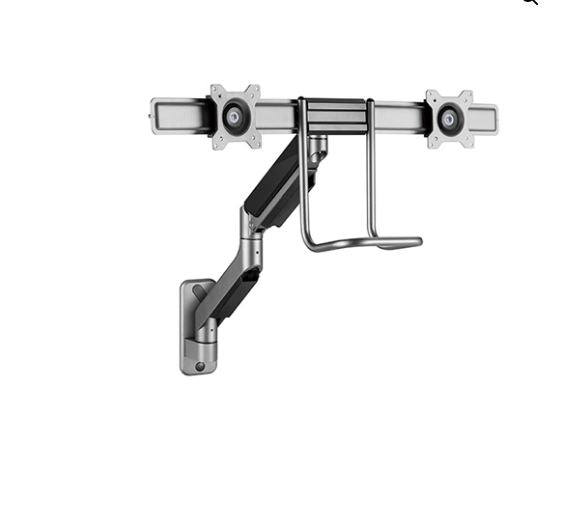Brateck Fabulous Wall Mounted  Gas Spring Dual Monitor Arm 17"-32",Weight Capacity (per screen) 9kg (Black) (LS) - Image 1