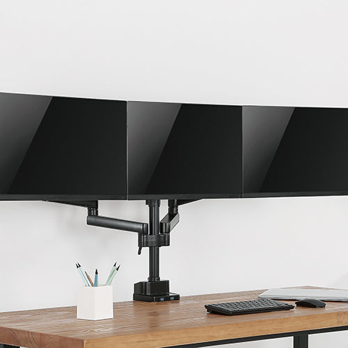 Brateck Triple Monitor Aluminum Slim Pole Held Mechanical Spring Monitor Arm Fit Most 17"-27" Monitors Up to 7kg per screen VESA 75x75/100x100 - Image 2