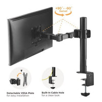 Brateck Single Monitor Affordable Steel Articulating Monitor Arm Fit Most 17"-32" Monitor Up to 9kg per screen VESA 75x75/100x100 (LS) - Image 2