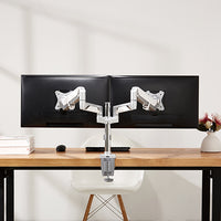 Brateck Dual Monitors Pole-Mounted Epic Gas Spring Aluminum Monitor Arm Fit Most 17"-32" Monitors, Up to 9kg per screen VESA 75x75/100x100 Grey (LS) - Image 3