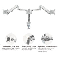 Brateck Dual Monitors Pole-Mounted Epic Gas Spring Aluminum Monitor Arm Fit Most 17"-32" Monitors, Up to 9kg per screen VESA 75x75/100x100 Grey (LS) - Image 4