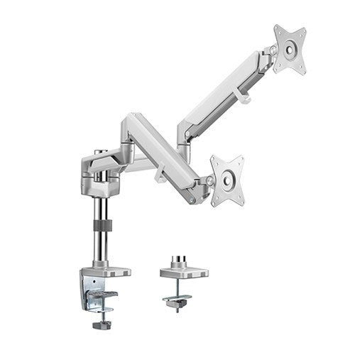 Brateck Dual Monitors Pole-Mounted Epic Gas Spring Aluminum Monitor Arm Fit Most 17"-32" Monitors, Up to 9kg per screen VESA 75x75/100x100 Grey (LS) - Image 5