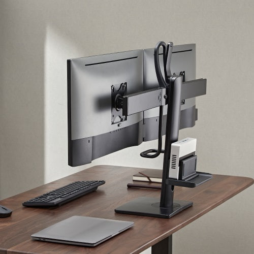 Brateck Dual Screens Vertical Lift Monitor Stand With Thin Client CPU Mount  Fit Most 17"-27" Monitor Up to 6kg per screen VESA 100x100,75x75 (LS) - Image 2