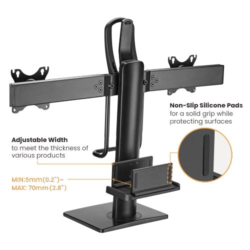 Brateck Dual Screens Vertical Lift Monitor Stand With Thin Client CPU Mount  Fit Most 17"-27" Monitor Up to 6kg per screen VESA 100x100,75x75 (LS) - Image 3