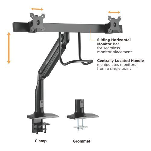 Brateck Dual Monitors Select Gas Spring Aluminum Monitor Arm Fit Most 17‘-35’ Monitors Up to 10kg per screen VESA 75x75/100x100 (LS) - Image 4
