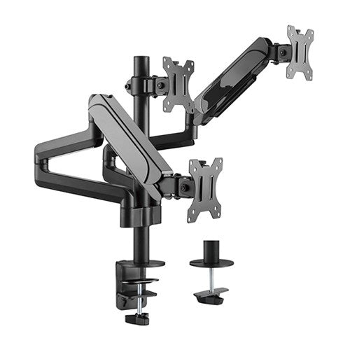 Brateck Triple Monitors Pole-Mounted Gas Spring Monitor Arm Fit Most 17"-27" Monitors Up to 7kg per screen VESA 75x75/100x100 - Image 1