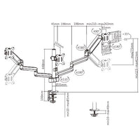 Brateck Triple Monitors Pole-Mounted Gas Spring Monitor Arm Fit Most 17"-27" Monitors Up to 7kg per screen VESA 75x75/100x100 - Image 2