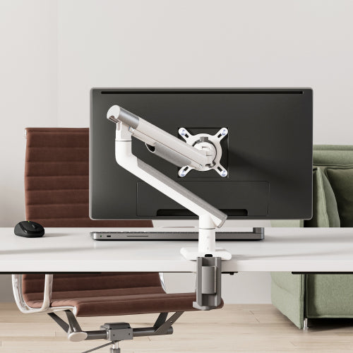 Brateck Single Monitor Premium Slim Aluminum Spring-Assisted Monitor Arm Fix Most 17"-32" Monitor Up to 9kg per screen VESA 75x75/100x100 - White - Image 4