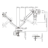 Brateck Dual Monitor Premium Slim Aluminum Spring-Assisted Monitor Arm Fix Most 17"-32" Monitor Up to 9kg per screen VESA 75x75/100x100 (Grey) - Image 2