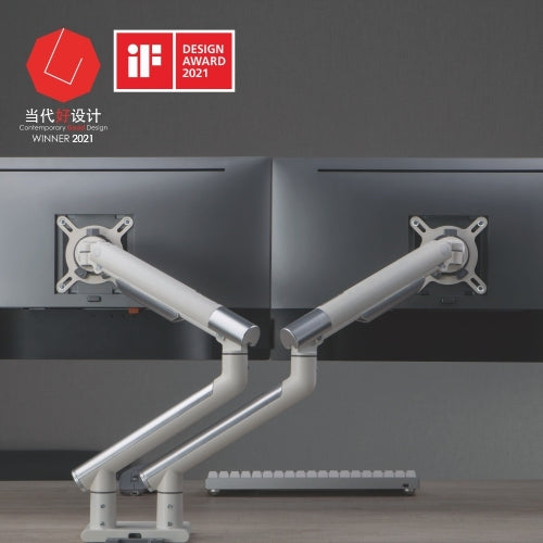 Brateck Dual Monitor Premium Slim Aluminum Spring-Assisted Monitor Arm Fix Most 17"-32" Monitor Up to 9kg per screen VESA 75x75/100x100 (Grey) - Image 3