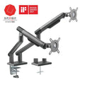 Brateck Dual Monitor Premium Slim Aluminum Spring-Assisted Monitor Arm Fix Most 17"-32" Monitor Up to 9kg per screen VESA 75x75/100x100 (Grey) - Image 1