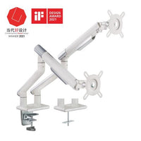 Brateck Dual Monitor Premium Slim Aluminum Spring-Assisted Monitor Arm Fix Most 17"-32" Monitor Up to 9kg per screen VESA 75x75/100x100 (White) - Image 1