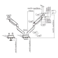 Brateck Dual Monitor Economy Heavy-Duty Gas Spring Monitor Arm with USD 3.0 Ports Fit Most 17"-35" Weight Capacity (per screen 15kg (LS) - Image 2