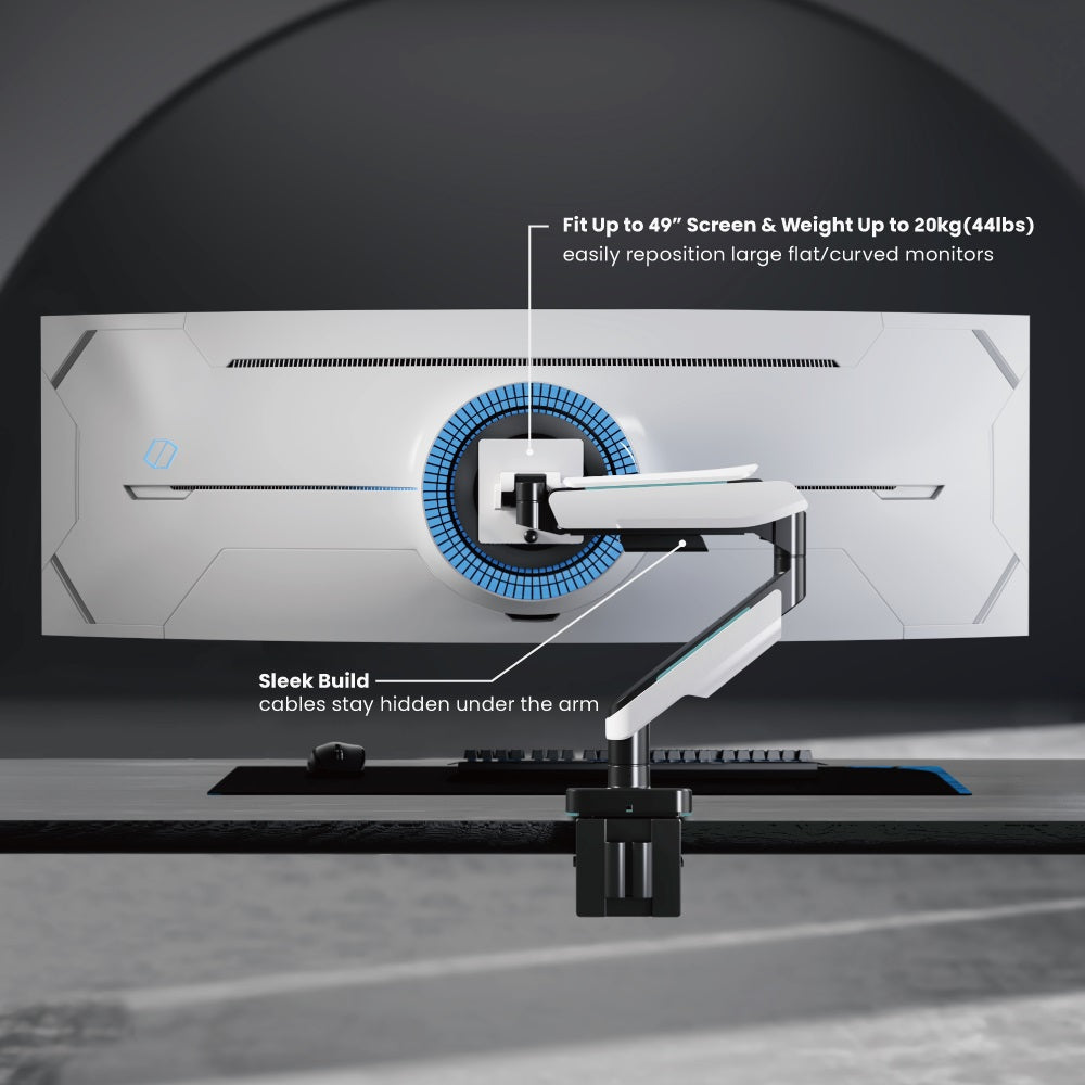 Brateck Single Heavy-Duty Gaming Monitor Arm Fit Most 17"-49" Monitor Up to 20KG, Fit Curved Monitor,  VESA 75x75,100x100 (LS) - Image 2