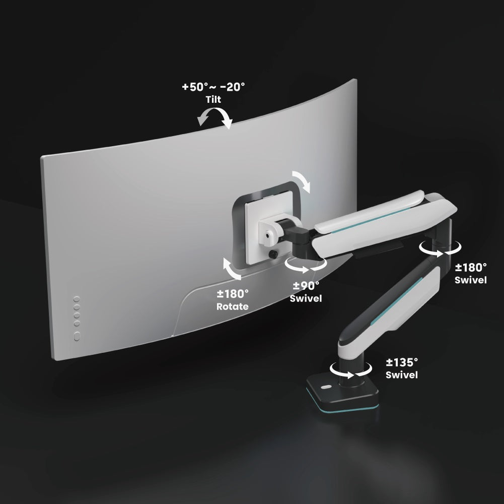 Brateck Single Heavy-Duty Gaming Monitor Arm Fit Most 17"-49" Monitor Up to 20KG, Fit Curved Monitor,  VESA 75x75,100x100 (LS) - Image 3