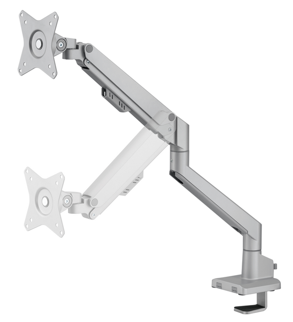 Brateck Single Monitor Thin Gas Spring Monitor Arm Fit Most 17"-32" Monitors, Up to 9kg per screen VESA 75x75/100x100 Matte Silver
