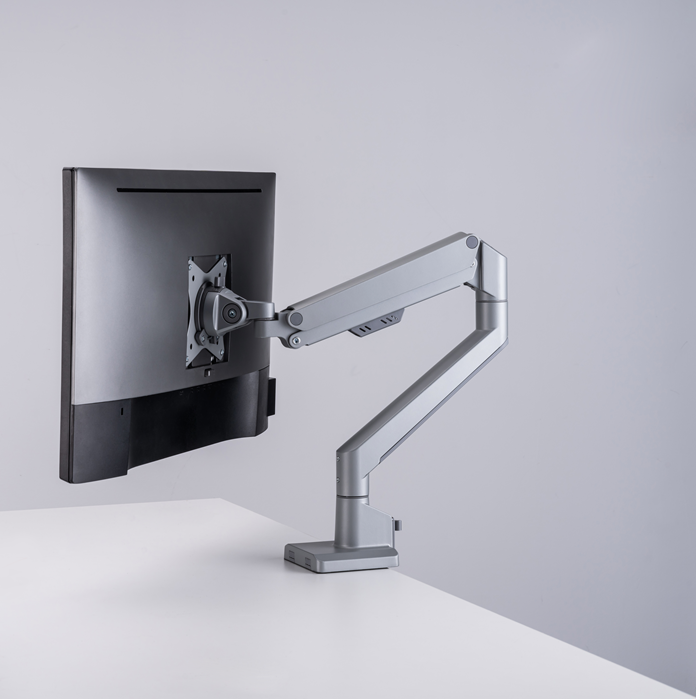 Brateck Single Monitor Thin Gas Spring Monitor Arm Fit Most 17"-32" Monitors, Up to 9kg per screen VESA 75x75/100x100 Matte Silver - Image 3