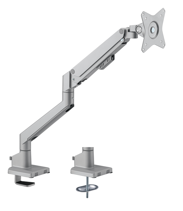Brateck Single Monitor Thin Gas Spring Monitor Arm Fit Most 17"-32" Monitors, Up to 9kg per screen VESA 75x75/100x100 Matte Silver - Image 5