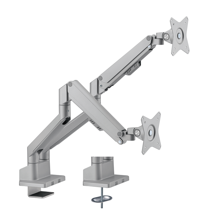 Brateck Dual Monitor Thin Gas Spring Monitor Arm Fit Most 17"-32" Monitors, Up to 9kg per screen VESA 75x75/100x100 Matte Silver (LS) - Image 5